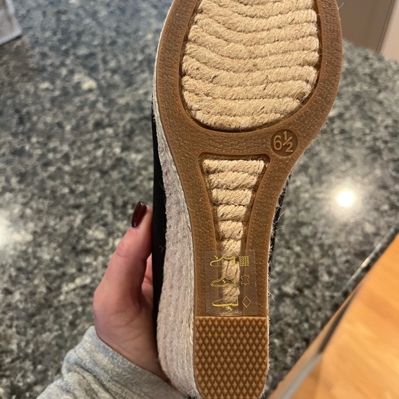 J. Crew Black Canvas Espadrille Wedges size 6.5 and 7. - Picture 2 of 7